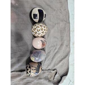 5 Soapstone Eggs Handmade in Kenya Africa Designs 3" Tall Zebra Cheetah Kisil